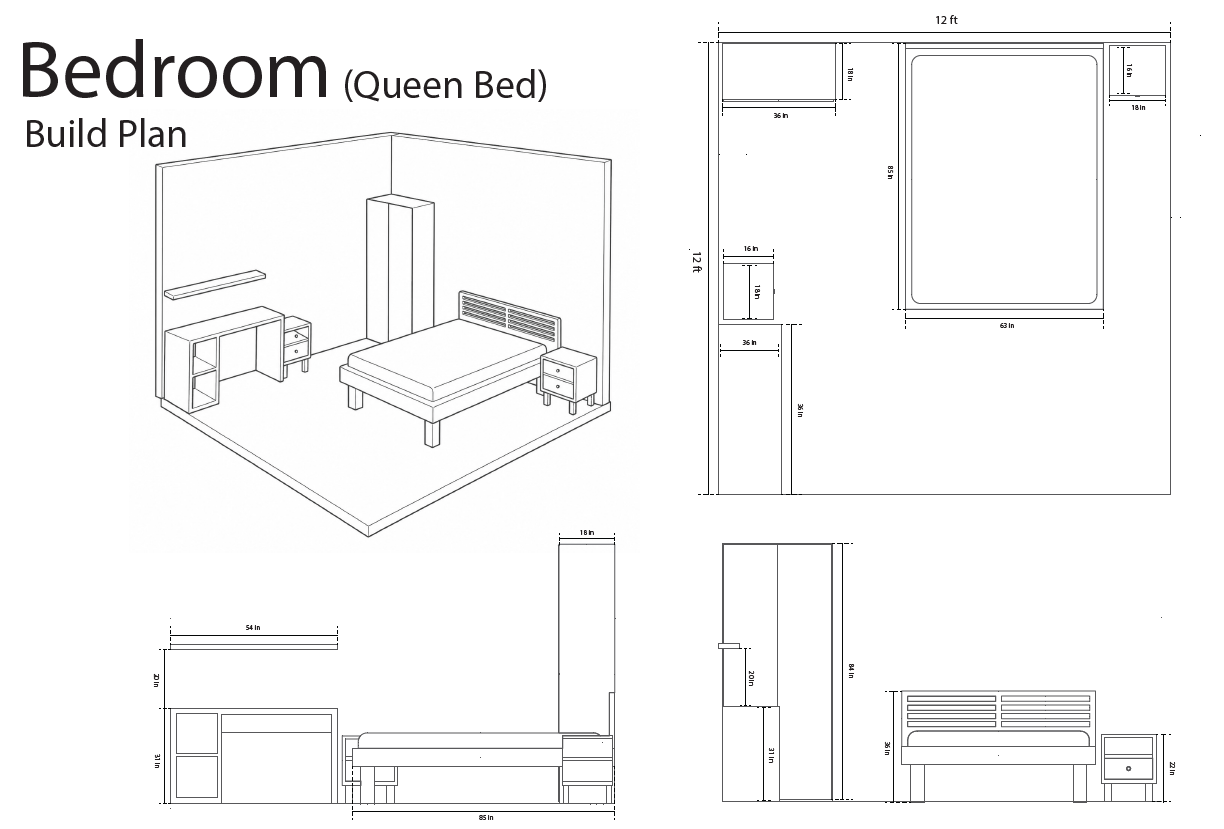 Queen bed floorplan